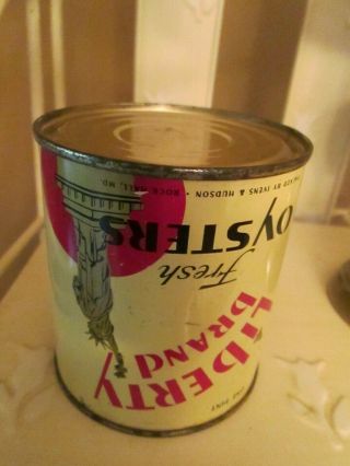 Vintage Liberty Brand One Pint Oyster Tin Can Ivens & Hudson - Rock Hall,  MD. 2