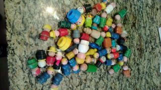 Bag Full Of Little People Toys.  All The Ones In The Picture Old Antique Toys