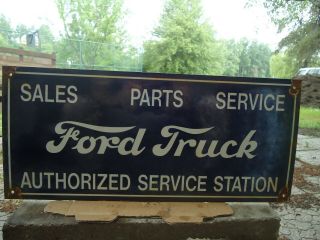 Vintage Ford Truck - Sales - Parts Service Porcelain Dealer Sign