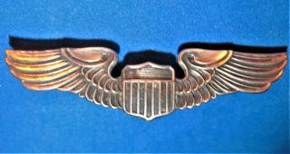 Wwii Us Army Air Force Corps Marked Balfour Sterling Pilot Wings 2” Shirt Pin