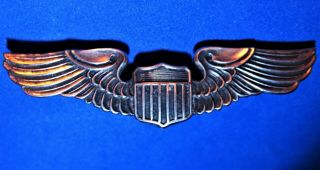 WWII US Army Air Force Corps marked Balfour Sterling Pilot Wings 2” Shirt Pin 2