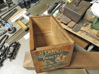 RARE STANLEY 444 DOVETAIL PLANE IN ORIG.  BOX W/3 CUTTERS & 2 SPURS COND. 8