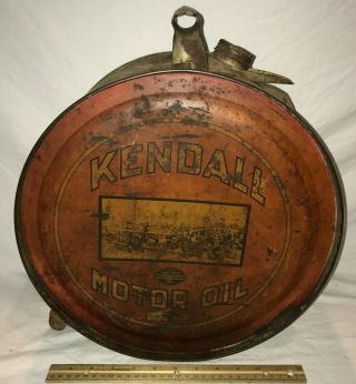 Antique Kendall Motor Oil Tin Litho 5gal Rocker Can Vintage Gas Service Station