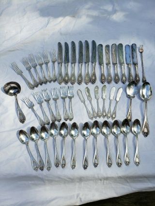 Vntg Set Of 46 Pc 1847 Rogers Bros Xs Triple Silverplate Flatware " Old Colony "