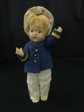 Vintage Vogue Toddles Sailor Doll,  1937 - 1945,  8 Inches,  Tagged,  All,  Ec