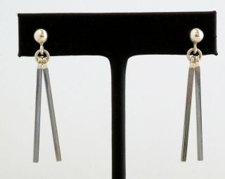 Vintage NIELS ERIK FROM Denmark Modernist 925 Sterling Silver Dangle Earrings 2
