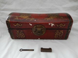 Chinese Antique Jewellery Box With Padlock