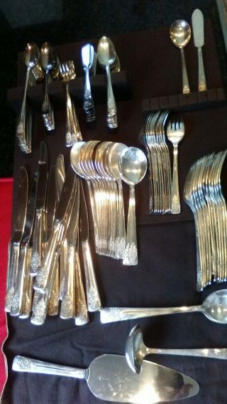 1949 Rogers Bros 116 Piece Dawn Pattern Silverplate Flatware - Service For 12