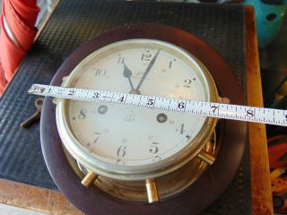 Vtg.  Schatz ROYAL MARINER Ship ' s 8 Day,  8 Bell Key Wind Clock,  Wood Wheel, 5