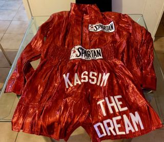 Vintage Kassim Ouma Fight Boxing Trunks And Robe Worn Vs Jc Candelo
