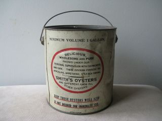 Vintage Q and Q Smith ' s Baltimore Oysters 1 Gallon Tin Can 3