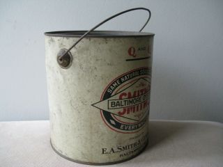 Vintage Q and Q Smith ' s Baltimore Oysters 1 Gallon Tin Can 5