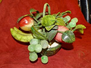 Vintage Oriental Ornamental Jade / Glass Fruit Basket Display