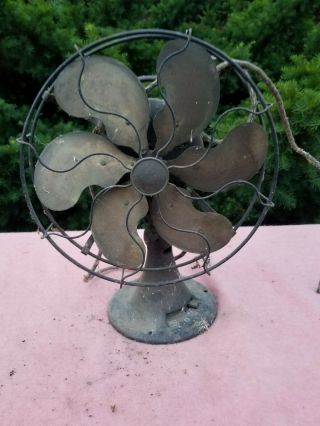 Barn Find 2 Antique Brass Cast Iron Electric Oscillating Fan - Emmerson