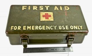 Wwii First Aid Metal Box For Vehicles,  No.  12 Unit Kit,  Contents List,  Use Inst