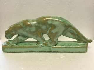 Frankoma Rare Walking Ocelot Figurine Light Prairie Green 1934 - 38 Black Ink Mark