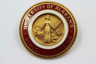 Heavy Vintage 10k Gold University Of Alabama Nursing School Fancy Enamel Pin