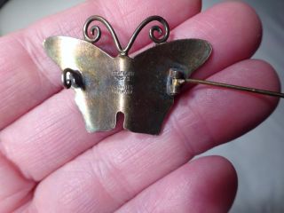 VINTAGE STERLING SILVER GUILLOCHE ENAMEL NORWAY BUTTERFLY BROOCH PIN HESTENES 5