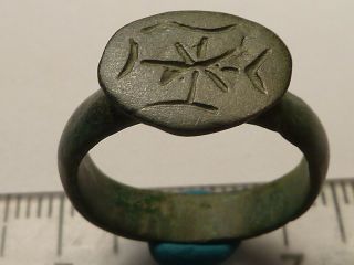 3795 Ancient Roman Bronze Ring With A Cross 17 Mm