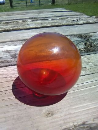 Vintage 4 " Japanese Hand Blown Reddish Glass Fishing Float Ball W/pontil