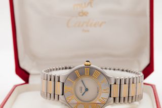 Estate $3000 Cartier 18k Gold SS Ladies Watch & BOX RARE 6