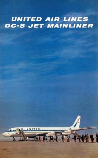 United Airlines Dc 8 Jet Mainliner Vintage 1966 Travel Poster 25x40 Nm