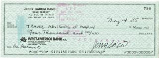 Rare Jerry Garcia Autograph Signed Jgb Bank Check Grateful Dead Bg Fillmore Fd