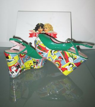 Rare Vintage Fiorucci Comics Shoes Woman,  Pop Art,  Size 7