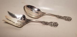 Antique 2 Pc Reed & Barton Sterling Silver Fork & Spoon - Serving - 9.  5 In - 9.  1 Ozt