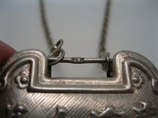 Wonderful Vintage Chinese / Tibetan Silver Lock Pendant Necklace w Bells 3