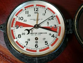 US Maritime Commission Chelsea Ships Radio room Clock serial 306593 July 1942 2