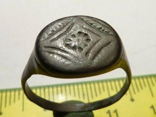 3242 Ancient Roman Bronze Ring With A Decoration 18 Mm