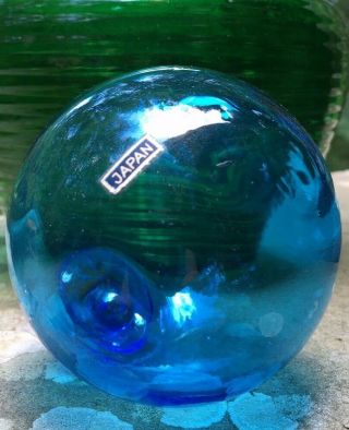 Japanese Glass Fishing Float,  3 " Diameter,  Blue