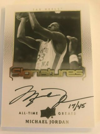 2003 Upper Deck All - Time Greats Michael Jordan Auto Autograph D/45 Bulls Rare