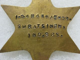 WWII BRITISH BURMA STAR NAMED INDIA SIKH SOLDIER OFFICER JEMADR SURAT SINGH 4