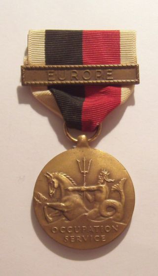 Vintage Ww Ii Navy Occupation Service Medal Europe Bar