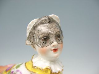 BIG 18th C Meissen porcelain figural cane walking stick handle - Lady with veil 4
