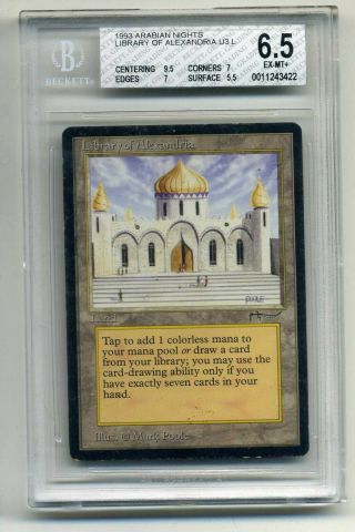 Library Of Alexandria Magic The Gathering Arabian Nights Set Rare Card Bgs 6.  5