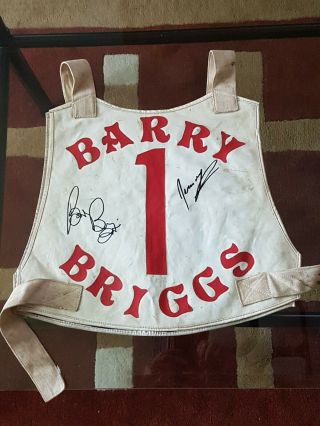RARE ICONIC SPEEDWAY RACE JACKET BARRY BRIGGS 1970S SIGNED. 2
