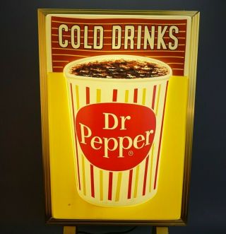 Rare Vintage 1950 ' s Dr.  Pepper Cold Drinks Lighted Candy Stripe Sign 22 