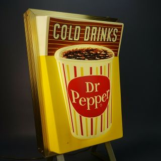 Rare Vintage 1950 ' s Dr.  Pepper Cold Drinks Lighted Candy Stripe Sign 22 