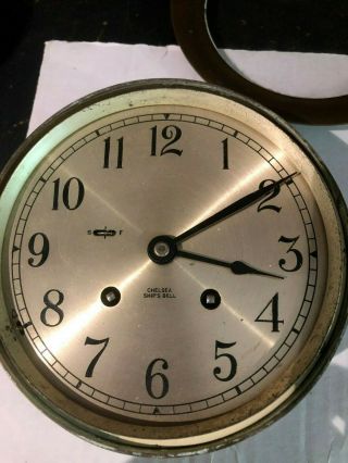 Chelsea Ship ' s Bell Heavy Brass Nautical Clock 5 3/16 