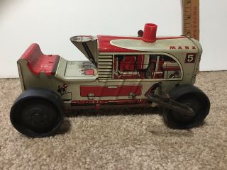 Marx Tin Litho 5 Wind - Up Tractor Vintage Toy