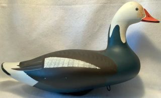 Vintage & Signed Jim Pierce & Son Wood Snow Goose Duck Decoy - Huge
