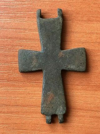 Ancient Byzantine Medieval Bronze Cross Circa 900 - 1200 Ad Very Rare