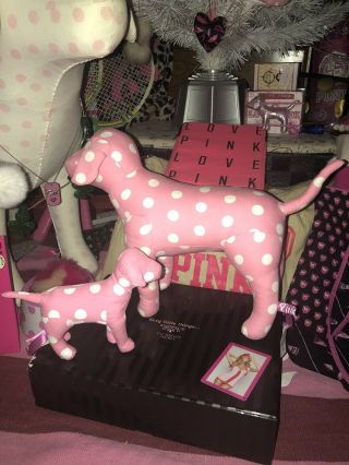 Rare Nwt Victoria’s Secret Pink Soft Body Polka Dot Dog Set Display Htf