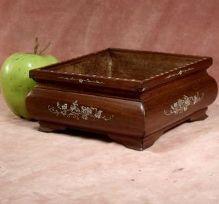 Antique 1890 Chinese Stand Fine Mother Of Pearl Inlaid Rosewood Bonzai? Statue?