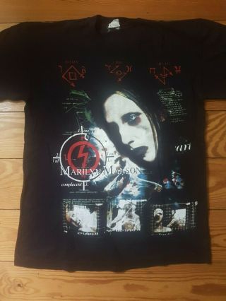 Marylin Manson Band Tour Shirt 1990s Rare Og Vintage Metal Black Metallica Goth