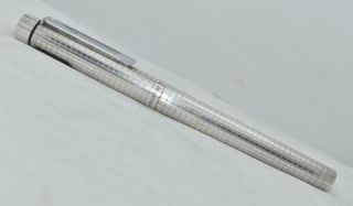 Vintage Sheaffer Targa Fountain Pen 925 Sterling Silver Barrel 14k Fine Nib