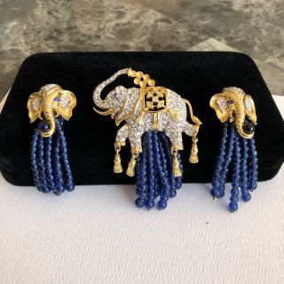 Elizabeth Taylor For Avon Elephant Brooch Earring Set 3